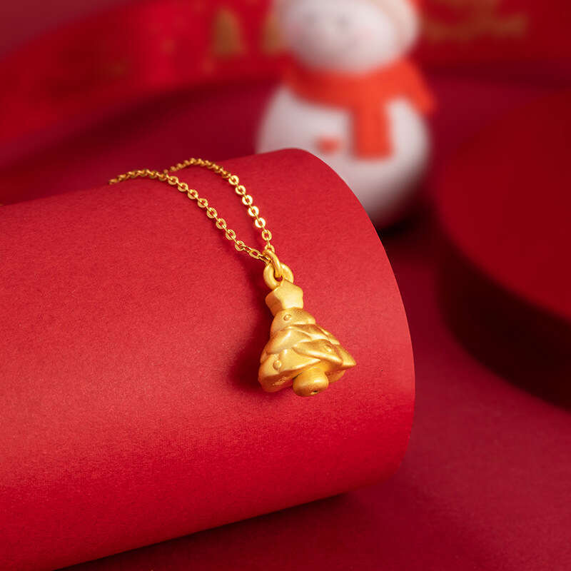 Christmas sier 999 necklace for female niche design, light star collarbone chain, ins style ing tree pendant