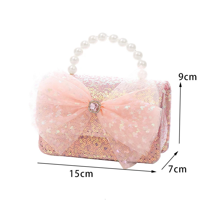 Children Wallet Small Bag Cute Girl Classic Coin Purse Handbag Flower Beading Princess Kid Money Bag Baby Shoulder Bag 250219