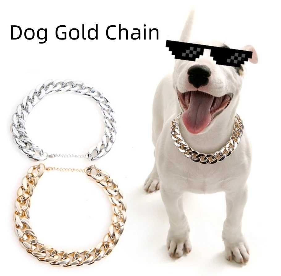 Gold plated plastic collars for dogs electroplated dog chains for bullfighting fashionable jewelry dog accessories for bullfighting W250219