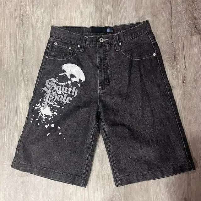 2025 New American Retro Fashion Slant Side Pocket Men's Summer Designer Denim Shorts Y2k Fashion Loose Street Hip Hop Basketball Denim Shorts Wom