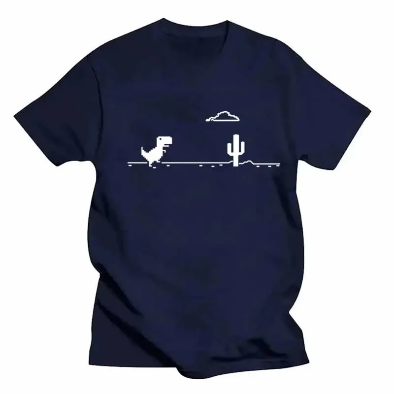 Mosaic Game Cactus Little Dinosaur Prints Men T-Shirts Creativity Street Funny Short Sleeve Casual All-math Mans Clothing 250217