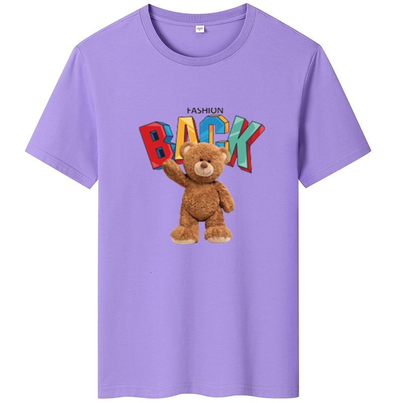 Short Men's Designer T-shirt American Fashion Street Trend T-shirt, Summer New Cotton Half Sleeved Letter Teddy Bear Personalized Print Oversized