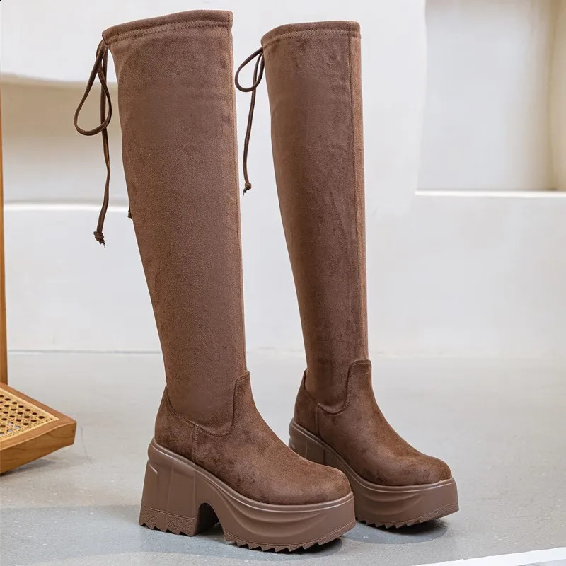 DIMANYU Womens Long Boots Platform Over Knee Female Knight High Heels For Women 250117