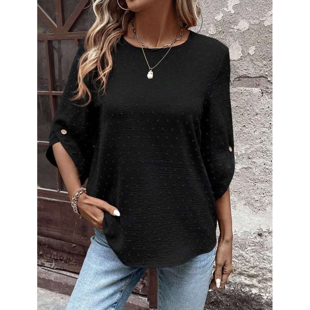 Seven Striped Cotton Ball Women's Spring And Autumn Blouses New Korean Style Seven Sleeve Small Shirt