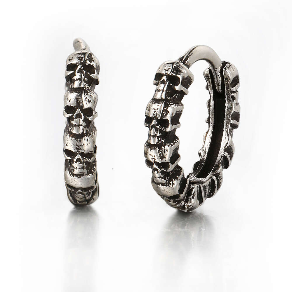 New punk style skull Halloween tricolor vintage Hiphop earrings