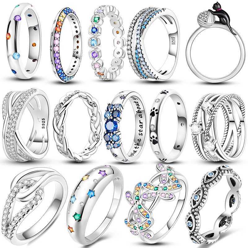 Original 925 Sterling Silver Women Finger Rings for Women Silver Cocktail Ring Geometric Butterfly Round Shape Luxury JewelryXJ250219