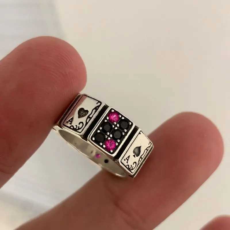Fashion Trend Creative Poker Ace Open Cuff Finger Rings for Man and Women Girl Fashion Vintage Jewelry Gift PartyXJ250219