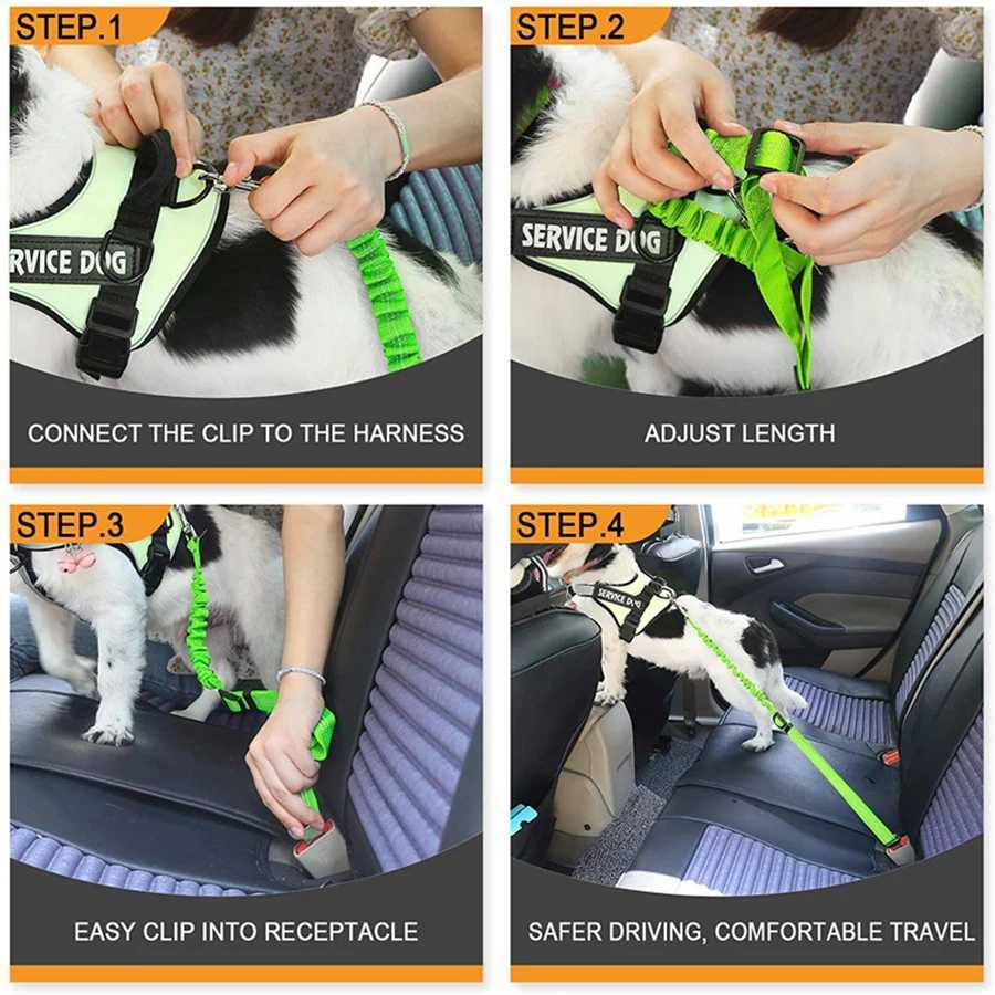 Pet supplies car seat belts dog leashes retractable cushioning elastic reflective safety ropes dog leashesXJ250218