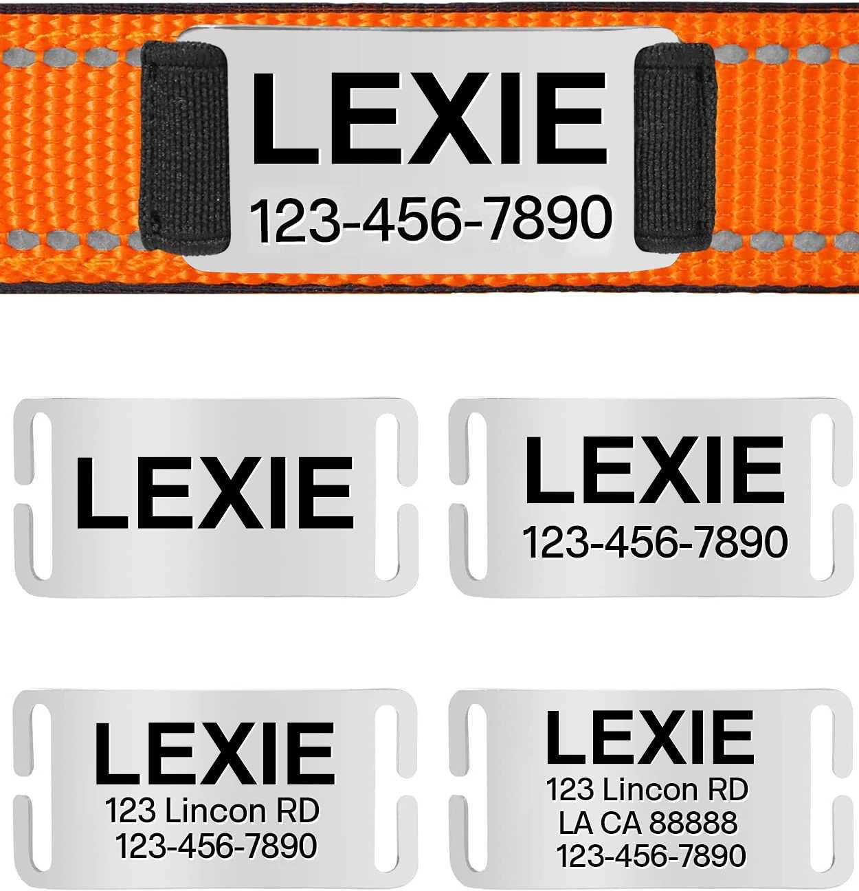 Adjustable Reflective Dog Collar Nylon Custom Name ID Tag Personized Luminous Puppy Gleamy Large Unisex Dog Collar W250219