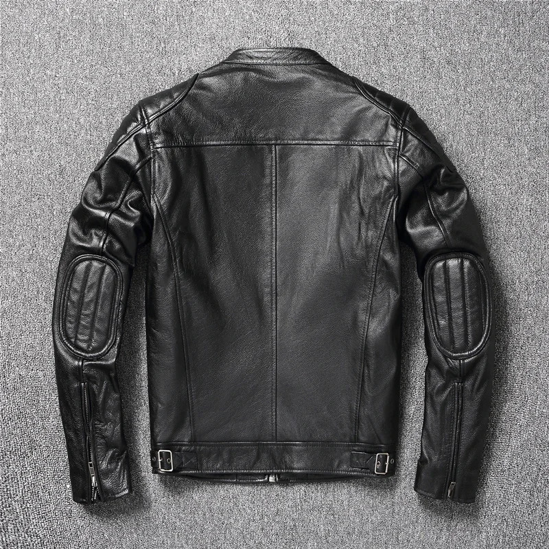 Leather Jacket Top Layer 100% Cowhide Clothes Mens Stand Collar Motorcycle Autumn Winter Plus Size 250210