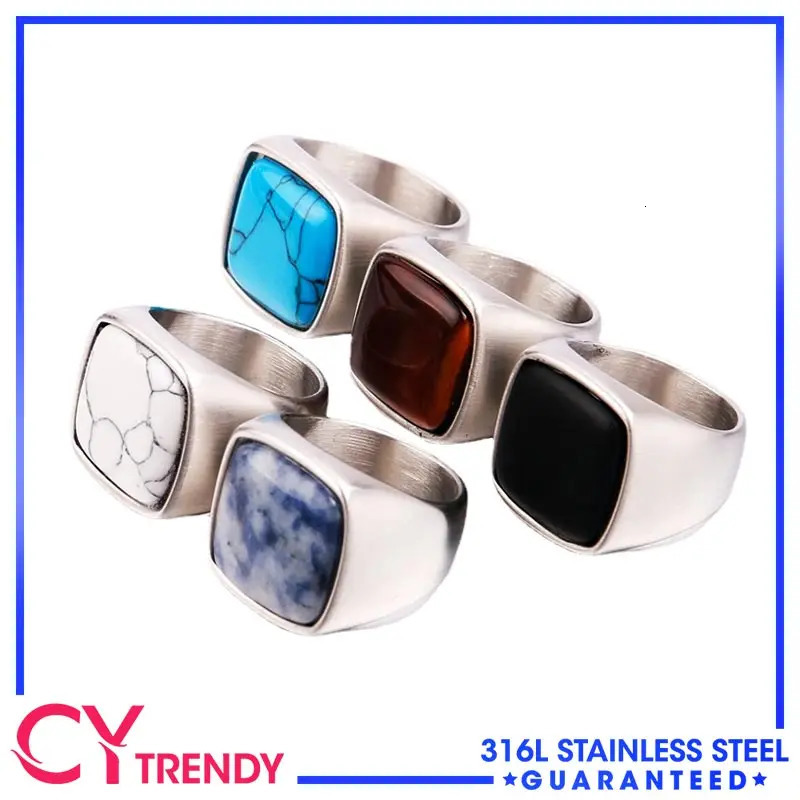 Black Onyx Tiger Eye White Dotted Sapphire Turquoise Stone Rings Size 5 - 15 250213
