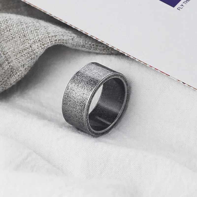 Retro Metal 8/10/12mm Antique Distressed Wide Ring For Men Stainless Steel Ring Punk Gothic Rock Hiphop Accessories Jewelry GiftXJ250219