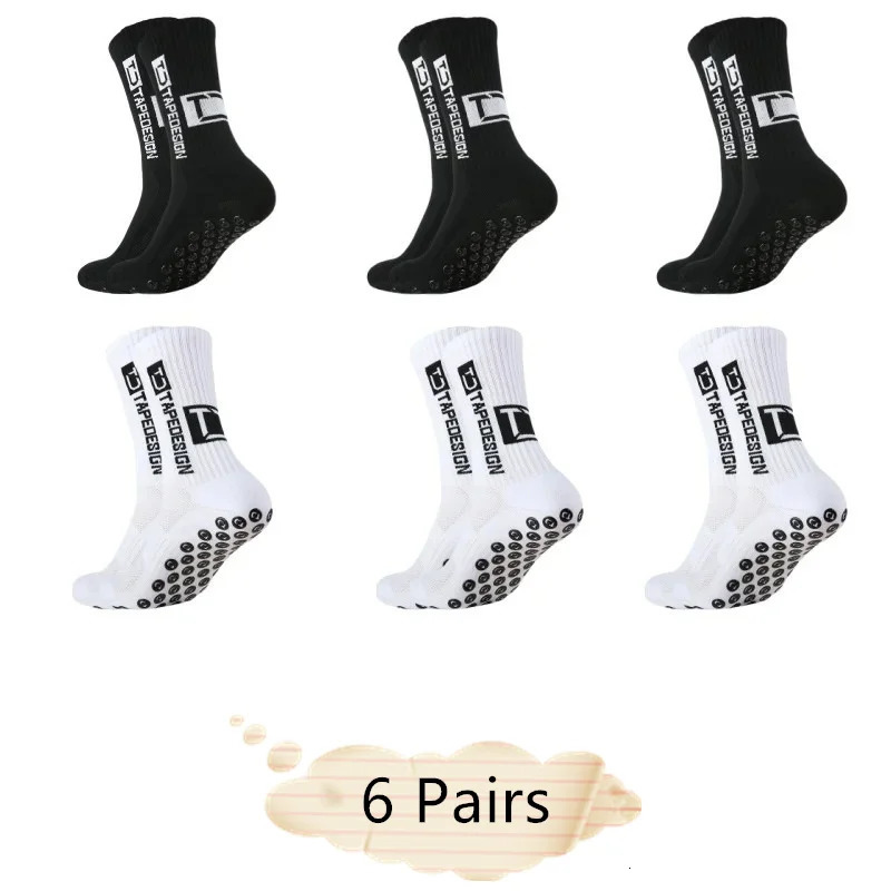 6 Pairs Men Women Soft Breathable Anti-slip Football Socks Running Soccer Basketball Cycling Sports Grip Socks 250219
