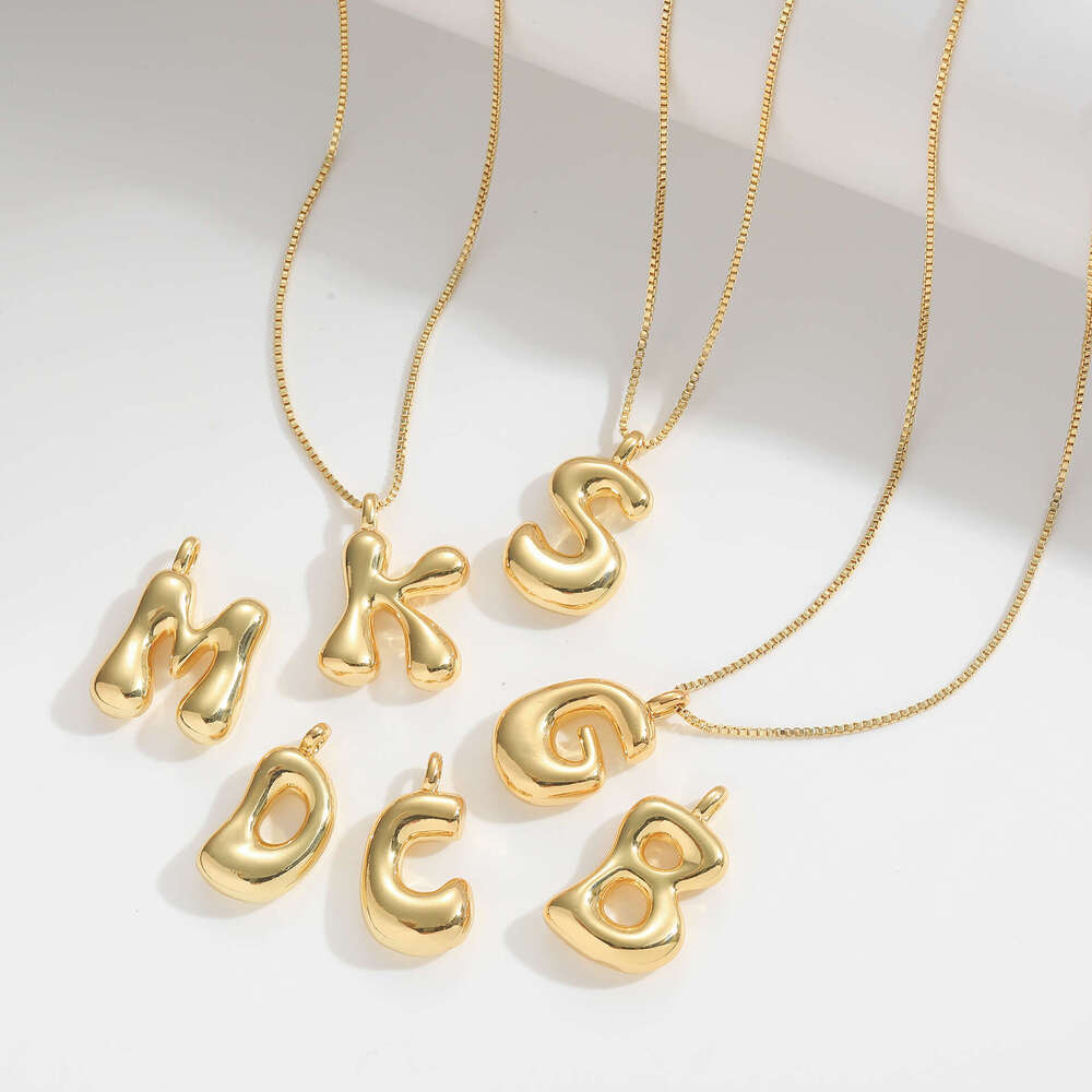 New fashionable versatile balloon bubble cute and chubby necklace with 26 English letters pendant