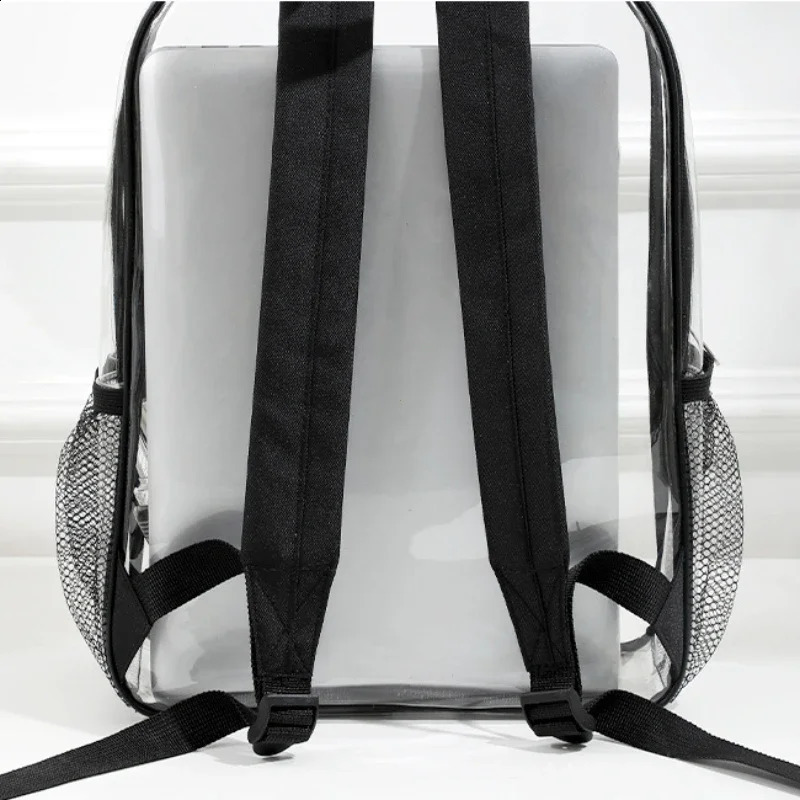 Large Capacity Transparent Backpack Casual Zipper Waterproof Clear Backpack School Bag Visible PVC Backpack Travel Bag for Women 250218