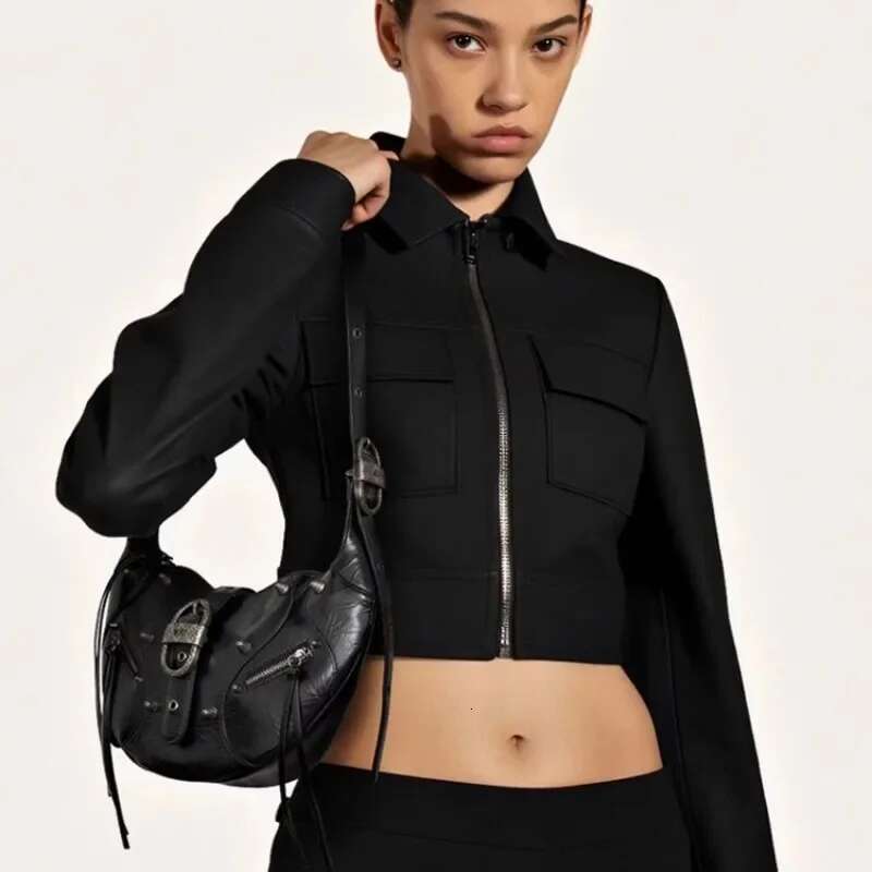 Stylish Underarm New Horn Commuter Leather Motorcycle Designer Trend Fringe Light Women's Shoulder Bag