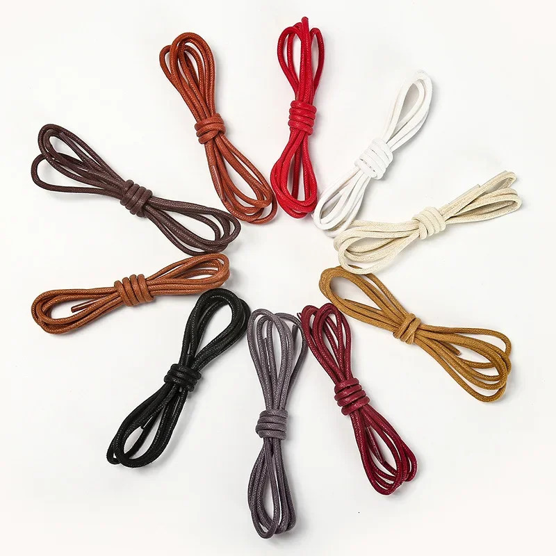 1 Pair Shoelaces Leather Cotton Waxed Waterproof Men Shoe Lace For Shoes Strings Women Round laces Boot 250219