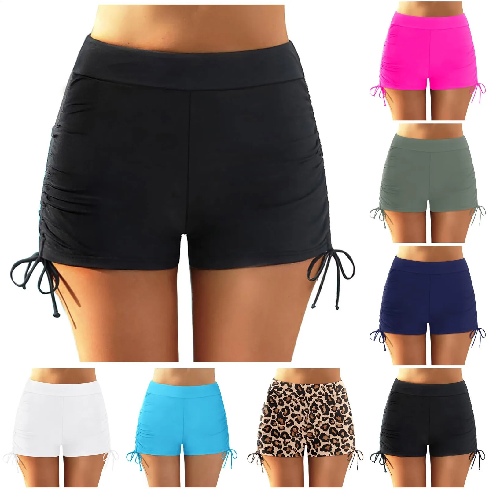 beach suit Plus Size High Waist Bikini Bottoms Swim Briefs Beach Shorts Ruched Bottom Cut Short Skirt Suit 250217