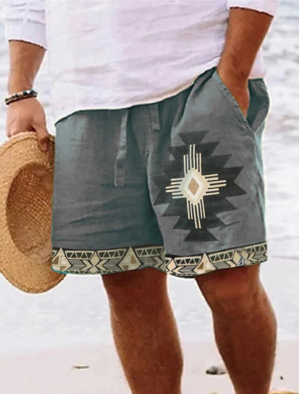 2024 New Mens Retro Cross Totem 3D Printed Shorts Mens Summer Breathable Retro Shorts Fitness Street Shorts W250219