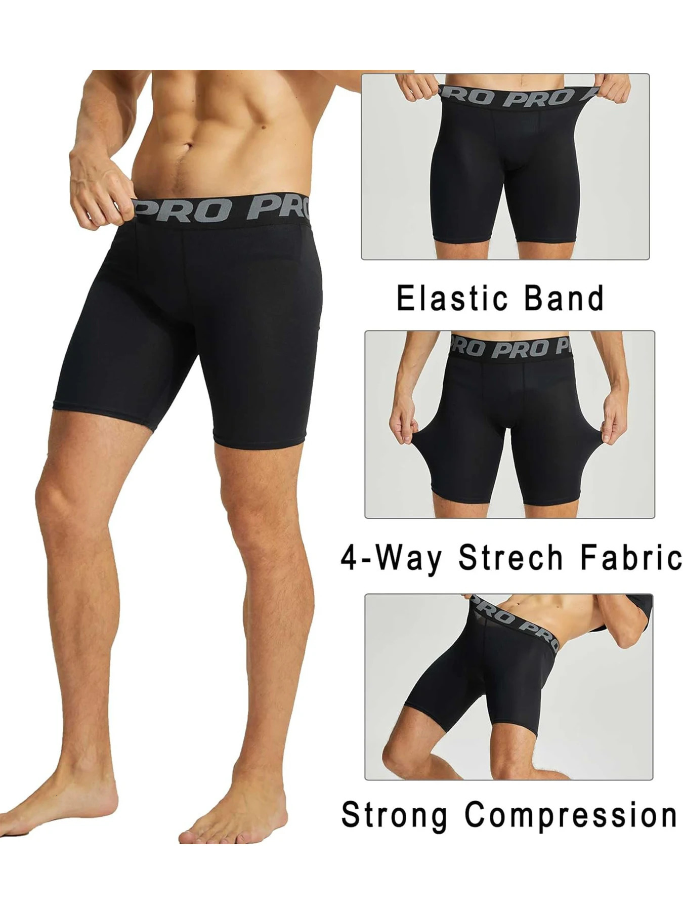 3 Pack Compression Shorts Men Quick Dry Workout Underwear Boxer Brief Biking Running Athletic Training Tights Sport Short 250219