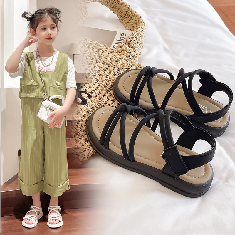 Girls Sandals Kids Sandals for Girls Summer Children Beach Shoes Princess Sweet Gladiator Sandals Open Toes Anti-skid 250219