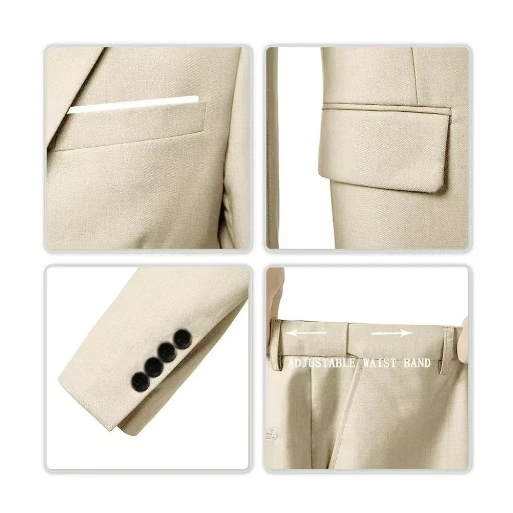 Elegant Suit for Men 3 Piece Blazer Vest and Pant Set Notched Lapel High Quality Tuxedo Mens Suit Wedding Dress Business Jacket 250213