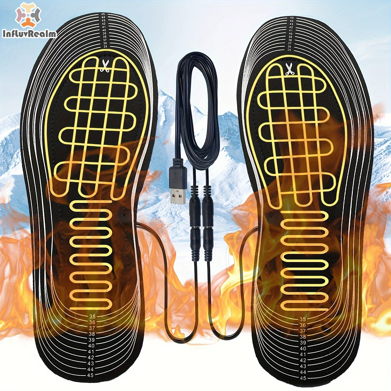 Winter Electric Heated Insoles USB Heating Feet Warmer Thermal Shoes Sock Pad Washable 250219