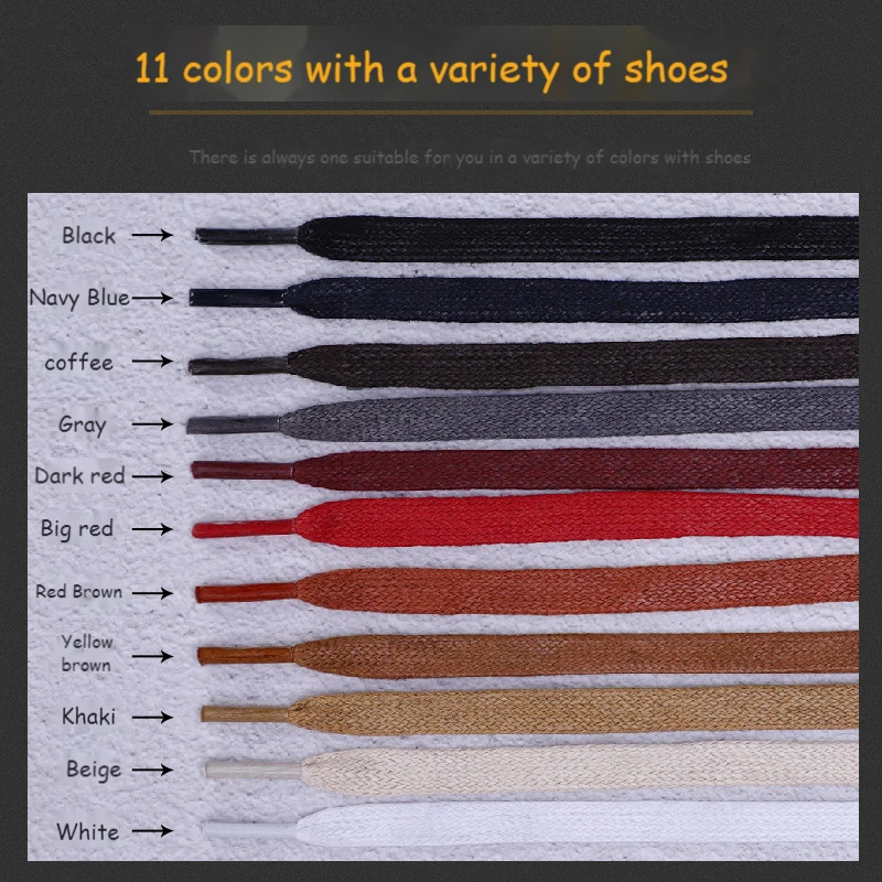 1Pair Waxed Cotton Shoelaces 8mm Width Flats Waterproof Shoe laces Unisex Boots Casual Sneakers Shoelace Leather Laces Shoes 250219
