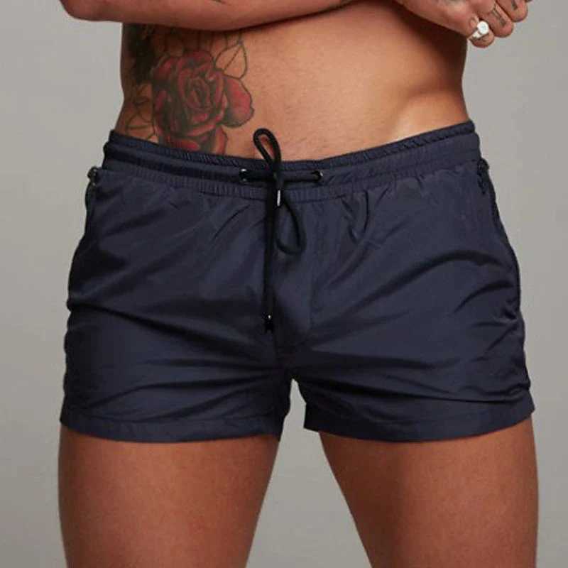 Mens Shorts Outdoor Running Pocket Drawstring Design Elastic Waist Solid Color Comfortable Breathable Cotton Blend Shorts W250219