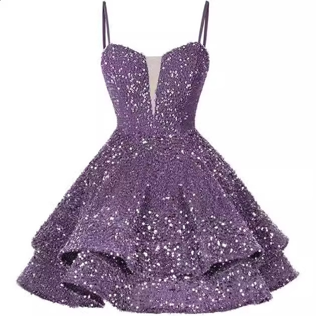 Shiny Short Homecoming Strap Sexy Dress 2025 New Shiny Sweet Ball Party Evening Dress 240801