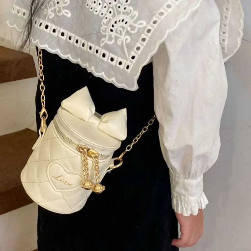 Girl bag wallet and handbag crossbody bag bow PU round shoulder bag fashion mini girl bag childrens bag 250219