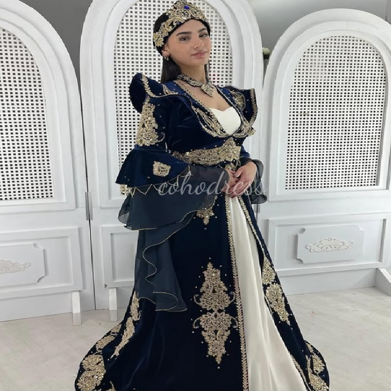 Exquisite Green Egyptian Evening Dress With Gold Lace Turkish Arabian Dubai Prom Dress Beaded Moroccan Formal Birthday Gown 2025 Vestio De Fiesta Robe