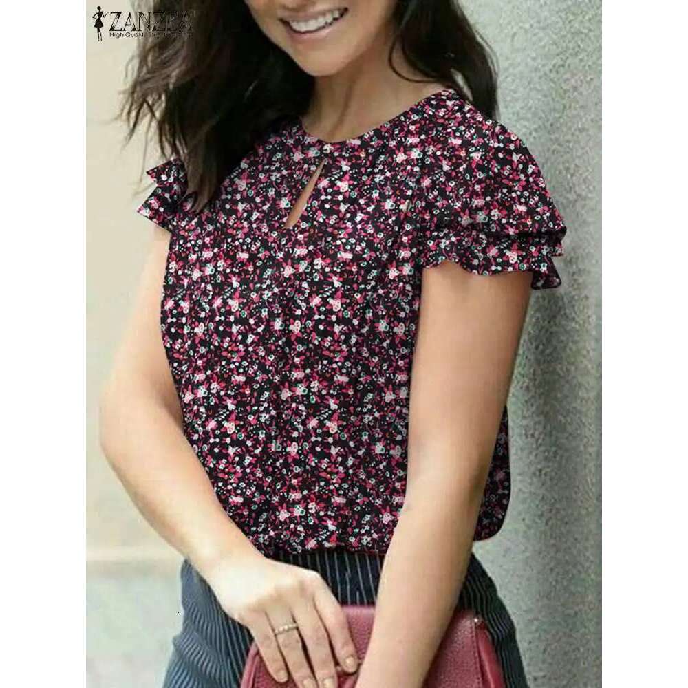 Summer Bohemian Ral Blouse ZANZEA Women Short Sleeve Printed Shirt 2024 Fashion Holiday Beach Tunic Tops Female Work Blusas