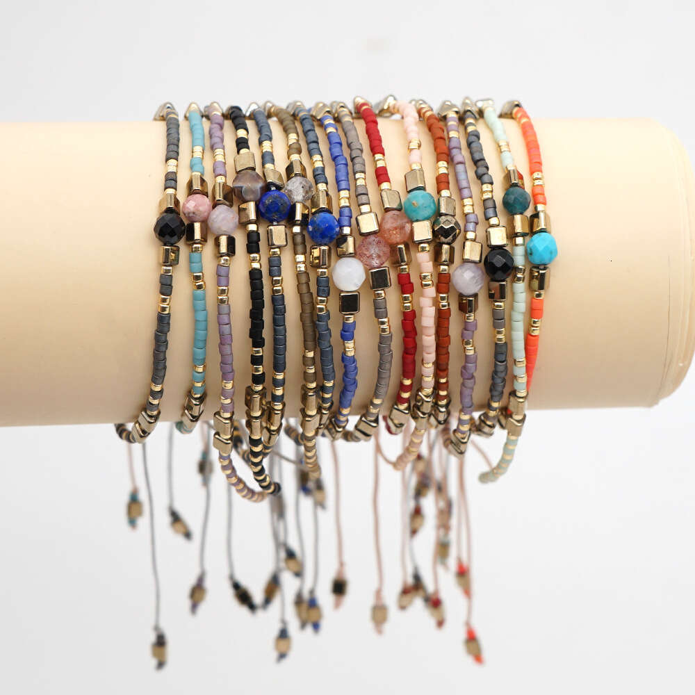 Bohemian style minimalist rice bead hand woven friendship rope iron gallbladder half women's jewelry small bracelet