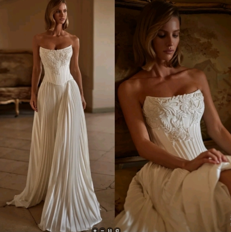 2025 Custom Made 3 Pieces Ivory Wedding Dress Lace Blouse Satin Corset Chiffon Skirt Detachable Ball Gown Satin Train Wedding Dresses Gowns