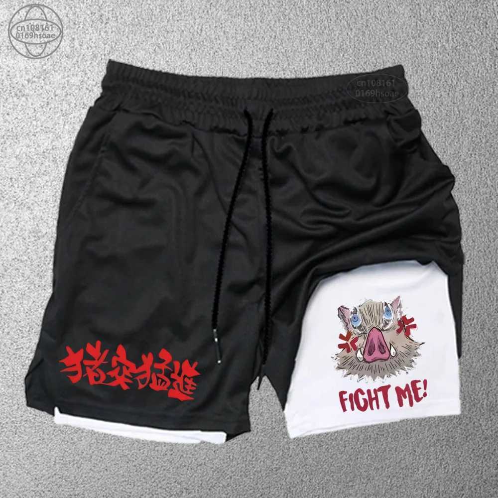 Fashionable printed sports shorts mens fitness 2-in-1 shorts double-layer beach shorts outdoor training running shorts S-2XL W250219
