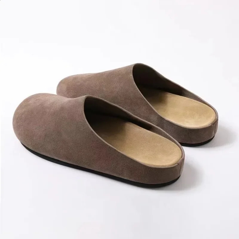 Women Suede Mules Shoes Flat Round Toe Casual Comfort Slides Thick Sole Slippers Retro Garden Mule Clog Slides 250218