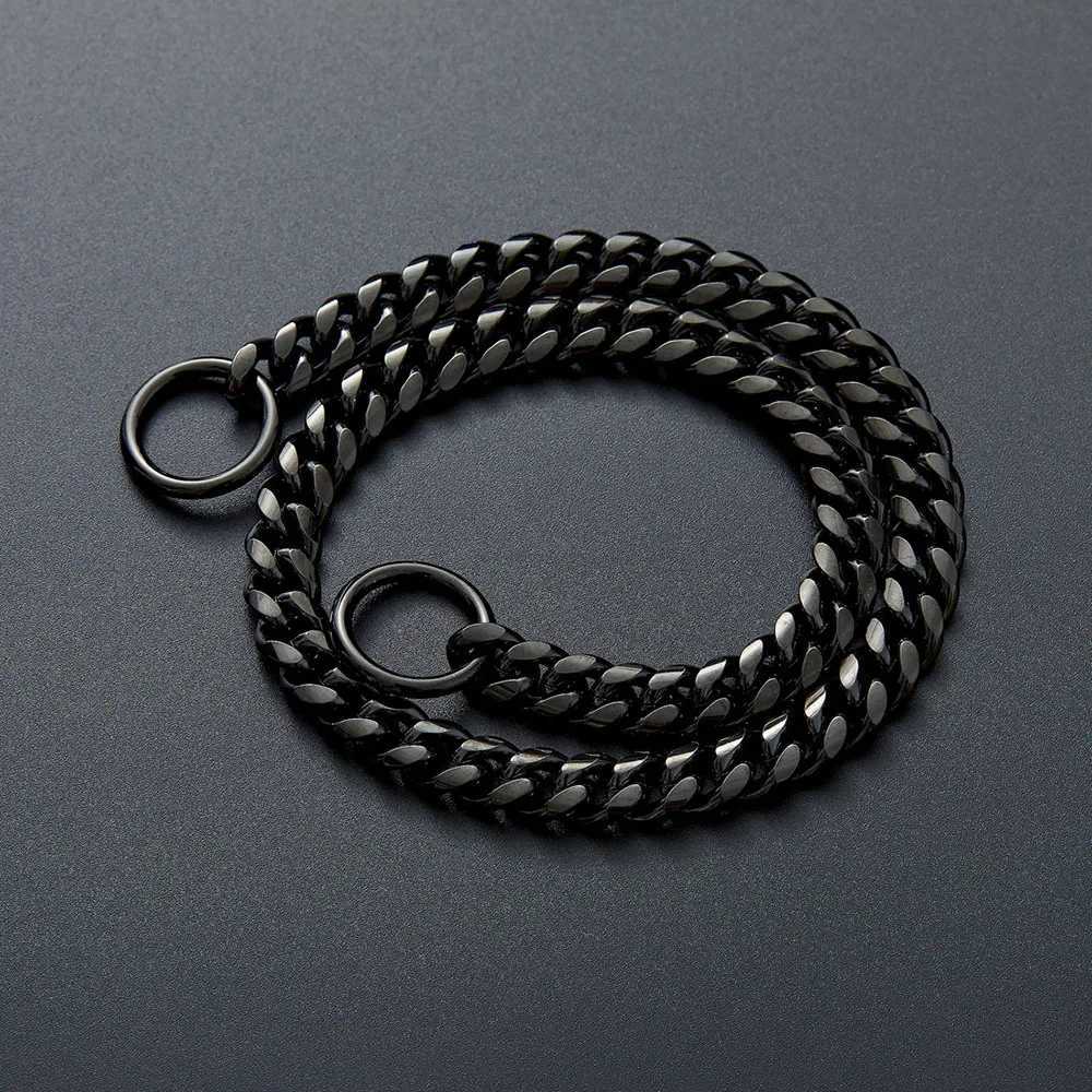Dog collar 10mm thick Cuban chain link dog collar 18K gold black chain link dog collar 316L stainless steel clip free dog hair W250219