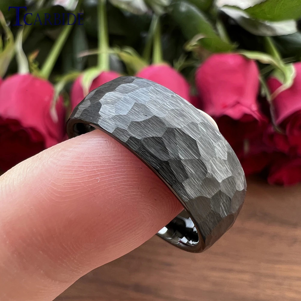 4MM 6MM 8MM Multicolor Men Women Tungsten Wedding Ring Multi-Faceted Hammered Brushed Finish Fashion Gift Jewelry Comfort Fit 250218