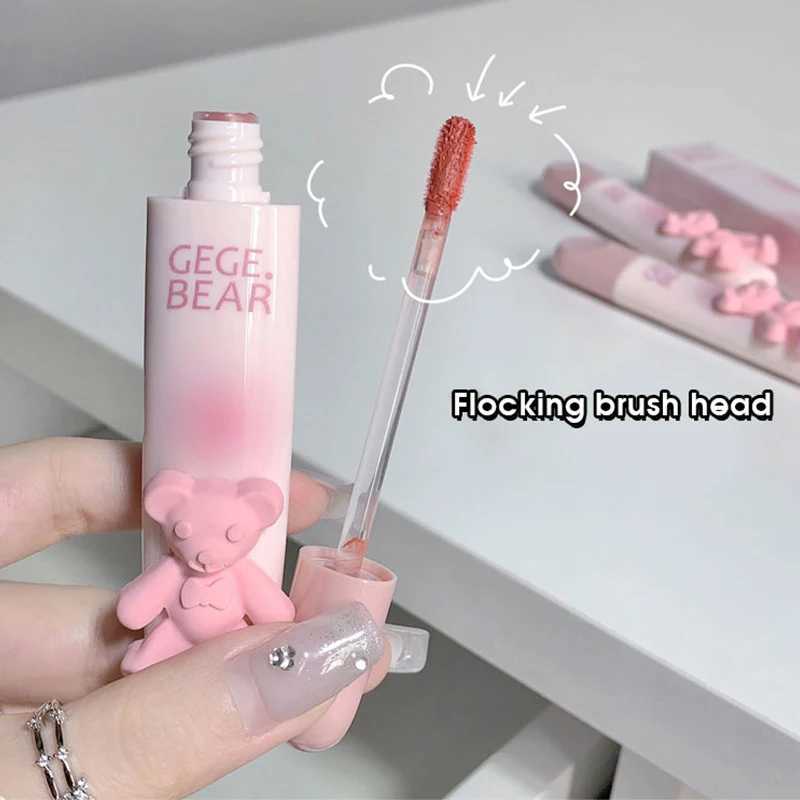 Cute Little Bear Lip Glaze Mist Face Matte Velvet Lipstick Holding Makeup Whitening Lip Cream Coloring Lip ColorW250219