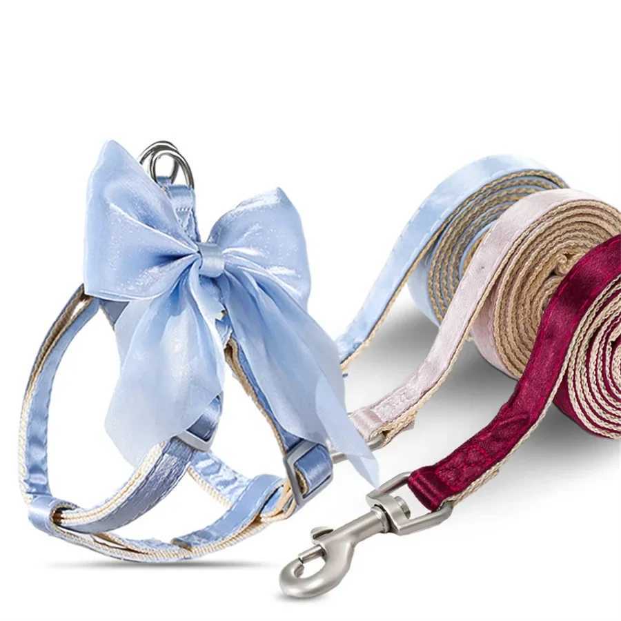 Dog Strap Leather Evening Dress Bow Neck Set Adjustable Cute Dog Strap Suitable for Small and Medium Pet Cat Collar Leather OutdXJ250218