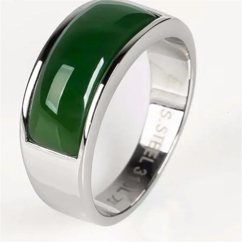 est Tian Biyu Saddle Open Ring S925 Silver Inlaid Emerald National Style Natural JadeiteElegant Jade Fine Jewelry 250218
