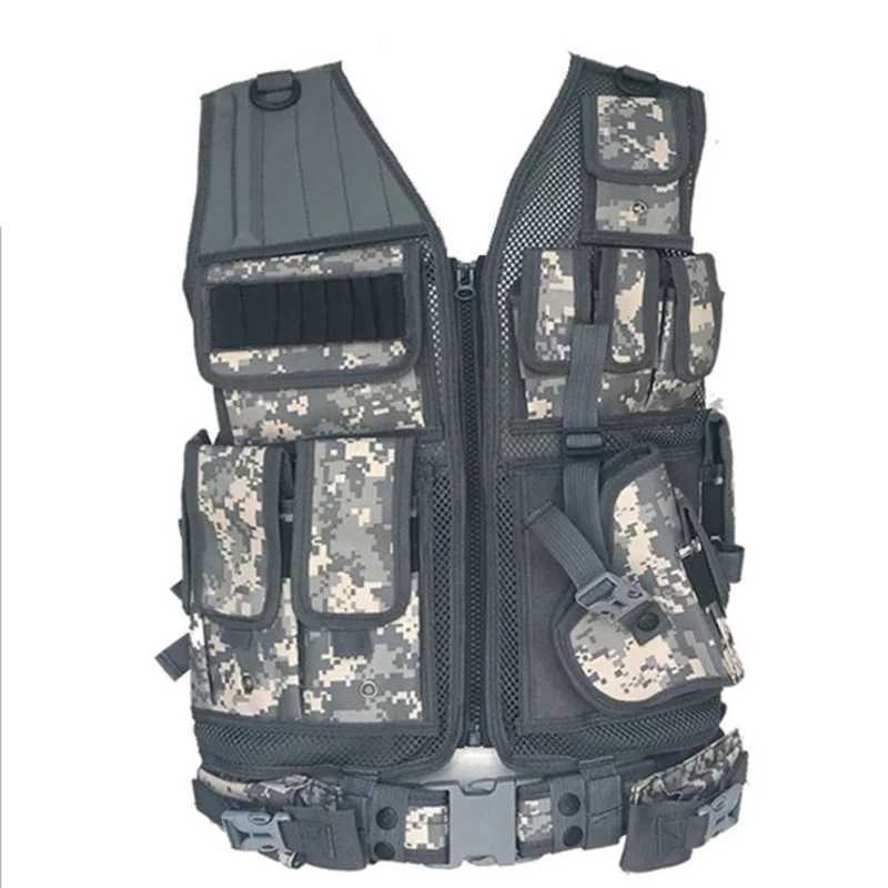 Police Tactical Vest Outdoor Camouflage Military Combat Training Hunting Vest Airsoft Army Paintball Molle Vest Holster GearXJ250219