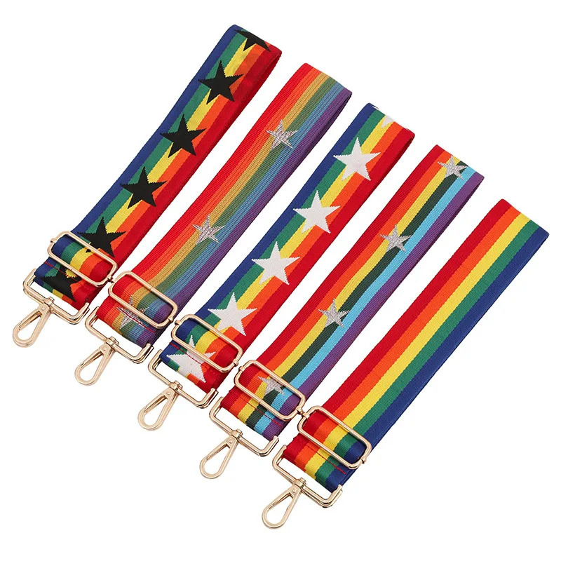 Rainbow Five Star Bag Shoulder Strap Accessories Single Shoulder Adjustable Replacement Long Shoulder Strap Jacquard Strap 250214