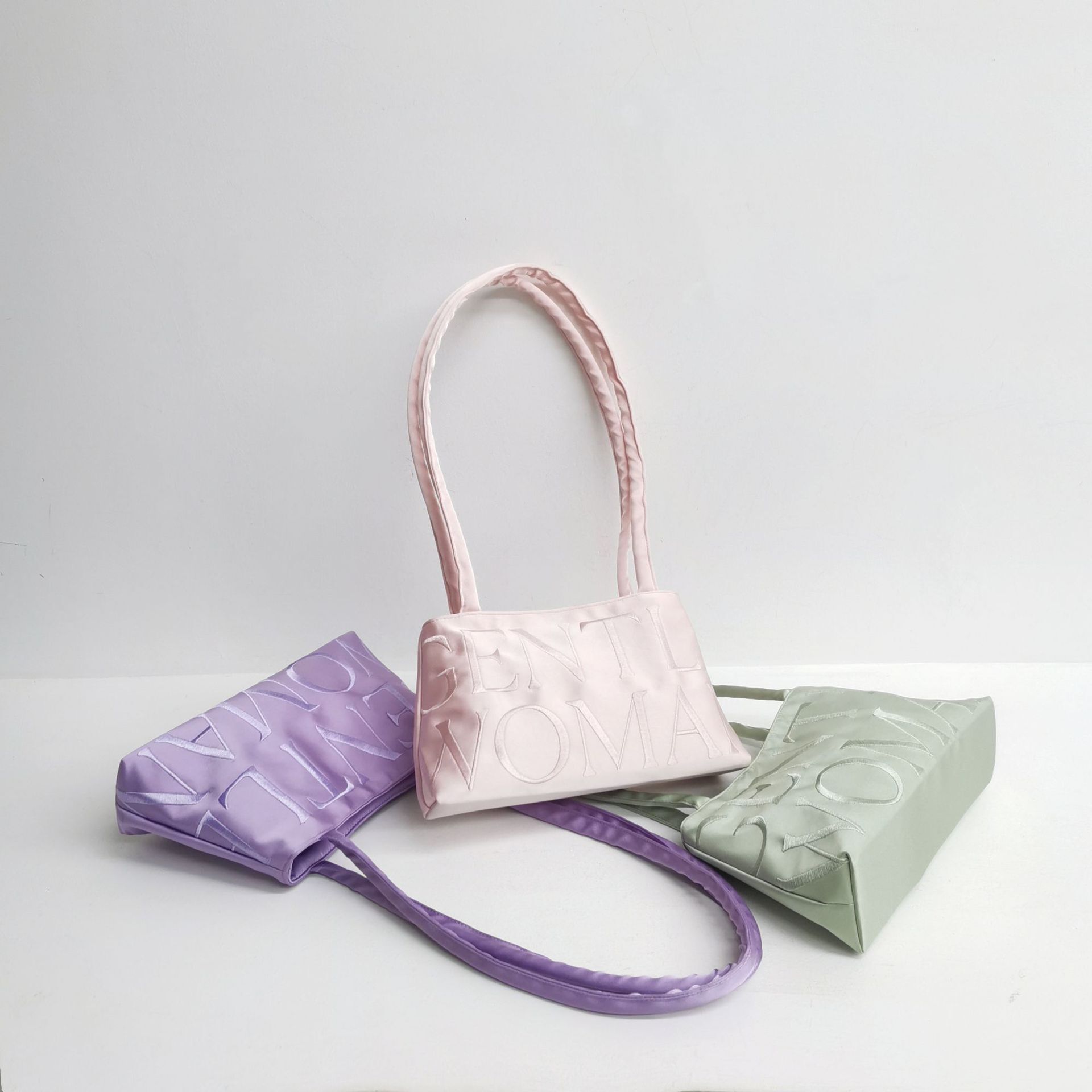 Thailand GW Shubao Small Popular Design Satin Letter Embroidery Fashion Versatile One Shoulder Crossbody Handheld Underarm Bag