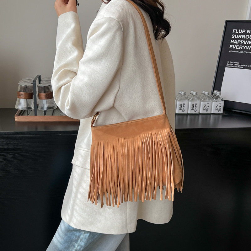 2025 early spring new matte texture tassel crossbody for women, fashionable and stylish shoulder bag, niche small square bag #swissmilitary