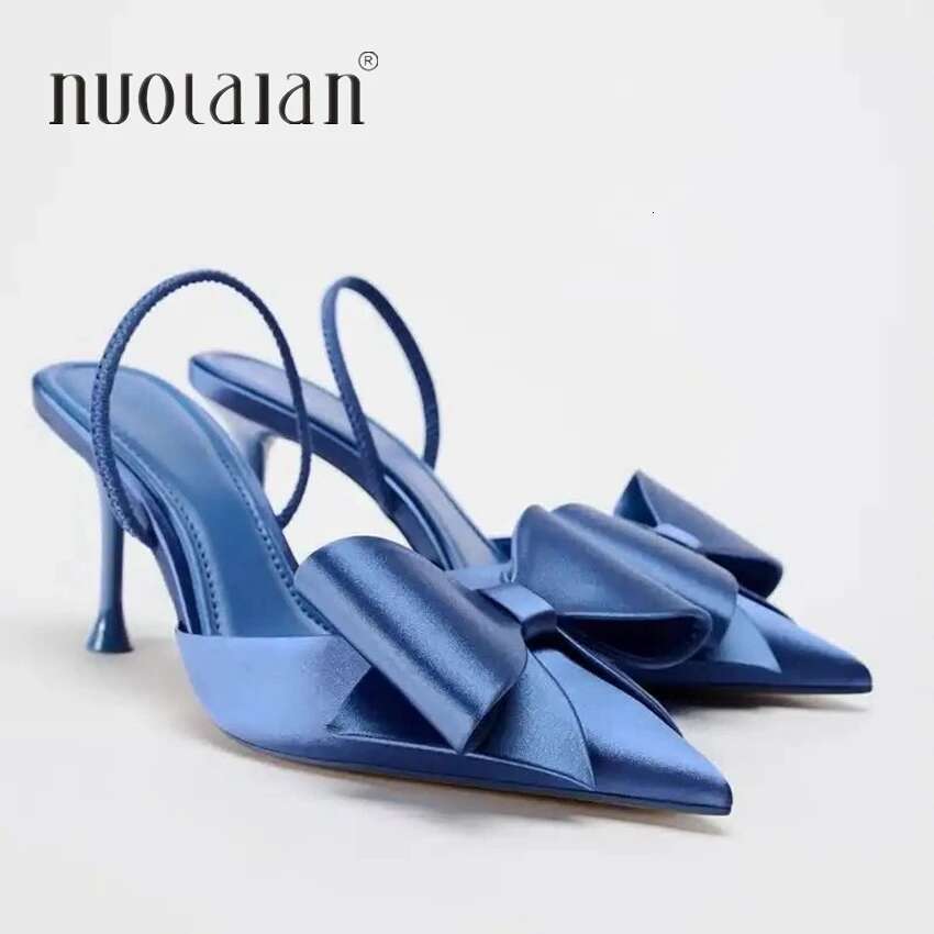 Women's Shoes 2024 New Fashion Bow Sgback Heels Sexy Dress Stiletto Pointed Toe Women High Heel Sandals