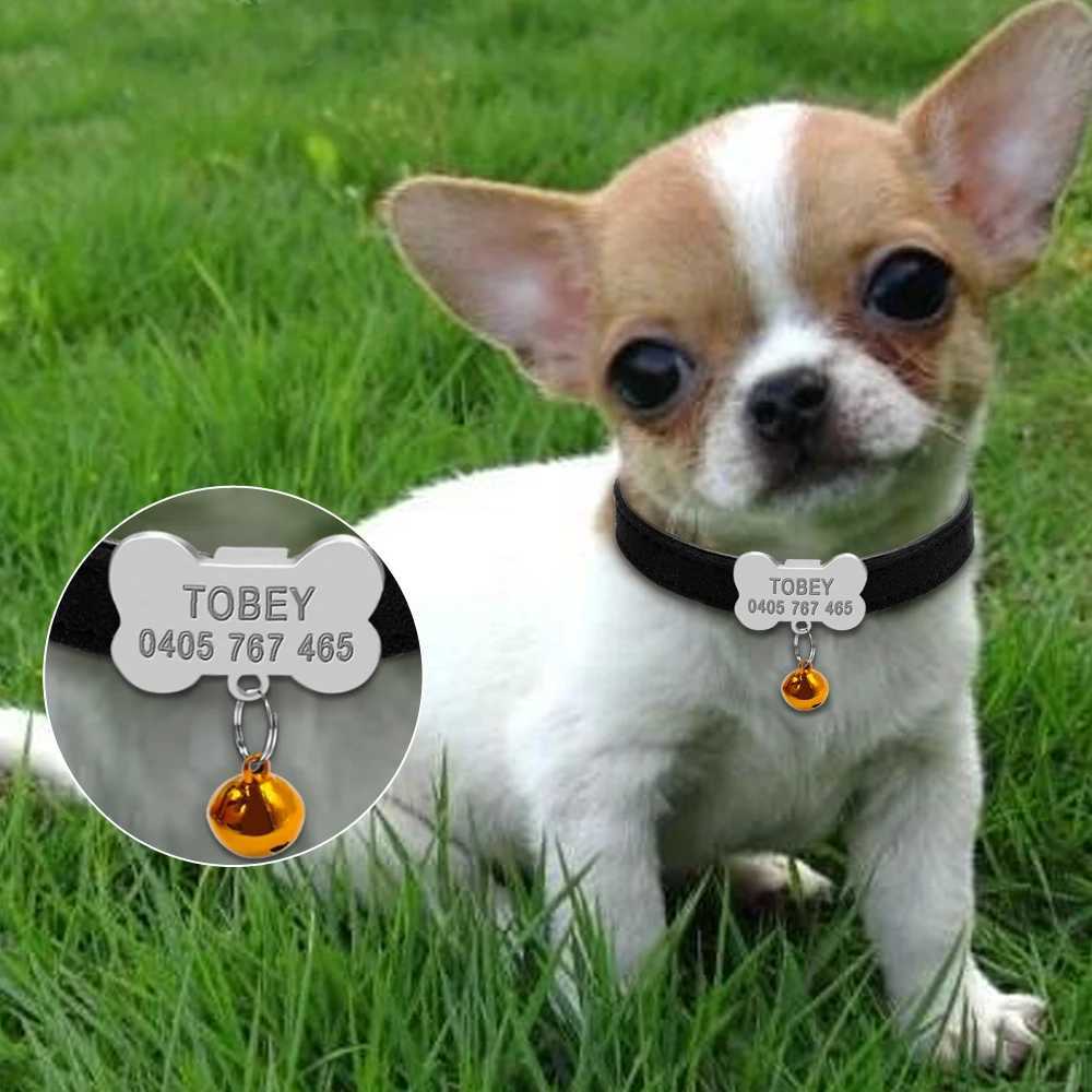 Personalized Dog Collars Custom Chihuahua Puppy Cat Collar Bone ID Tags Engraved For Small Medium Dogs Free Gift Bell XS SXJ250218