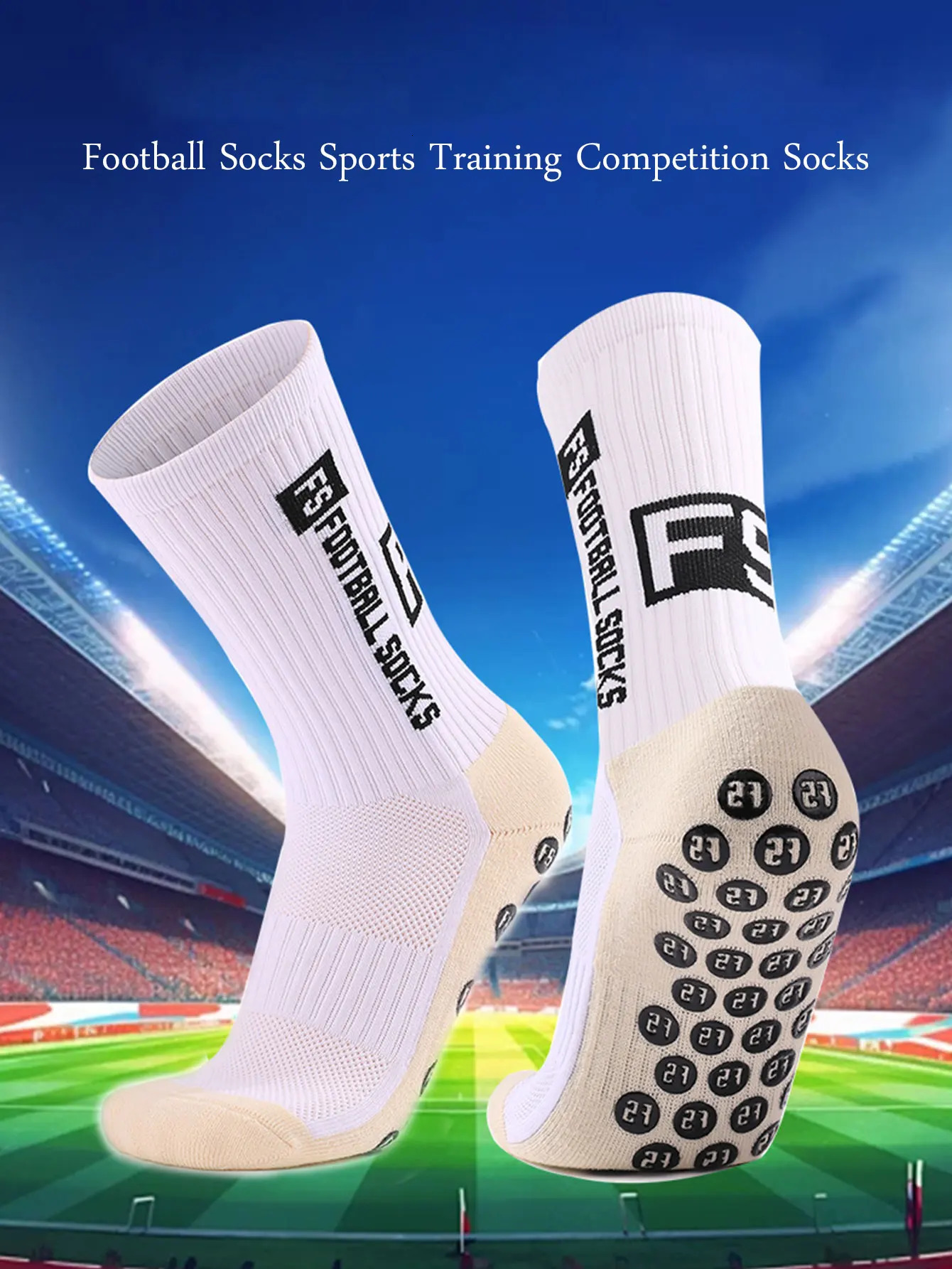 4 pairs of FS and TC mid tube glued football socks for sports training and competition non slip and breathable socks 250219