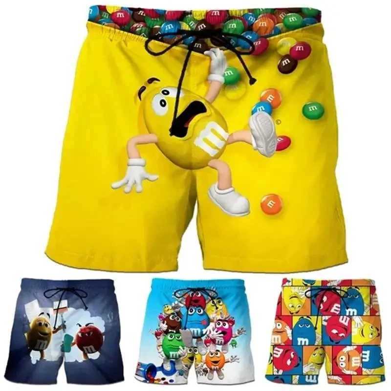 Interesting M M Chocolate Bean Beach Shorts for Men 3D Printed M M Board Shorts Summer Quick drying Sports Shorts W250219